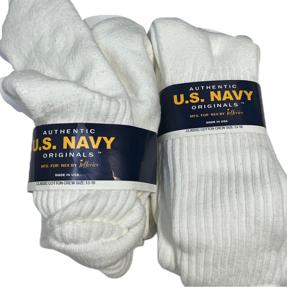 NWT Authentic U.S. Navy Mens Sport Cushion Socks Crew cotton 4 PK white - Picture 4 of 6